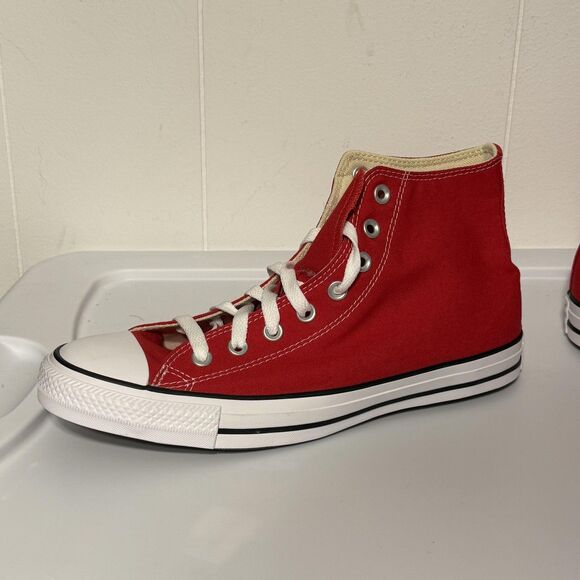Converse Chuck Taylor All Star Hi High Top Shoes Mens 9.5 Womens 11.5 Red Canvas - Picture 6 of 10